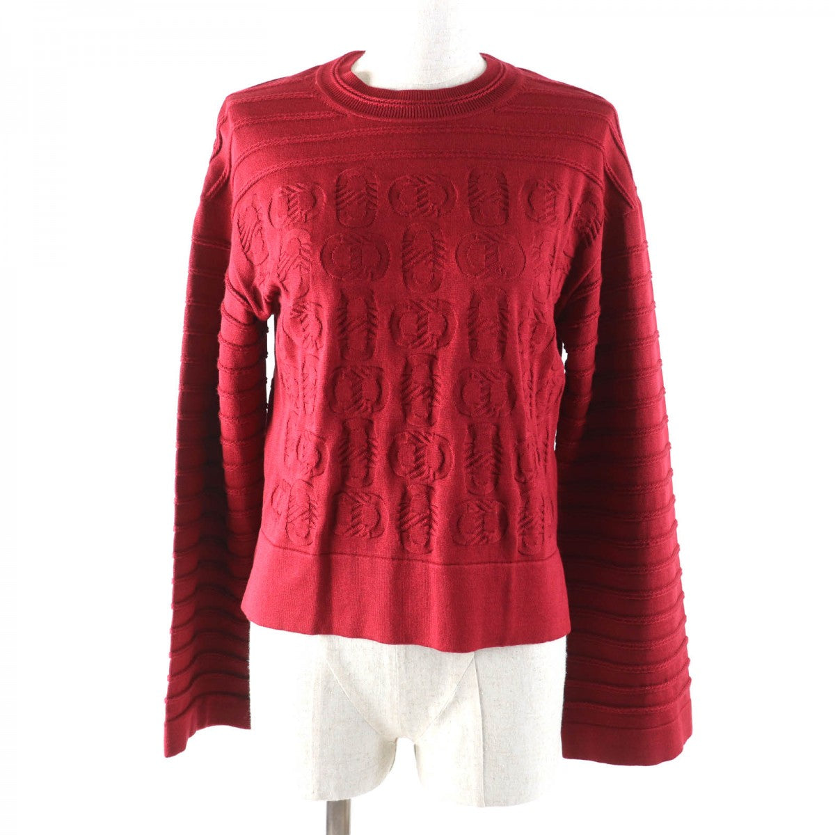HERMES knit 3E2614D3 Main: 57% silk, Main: 43% cotton, Part: 55% silk, Part: 41% cotton, Part: 3% nylon Red type Women 34