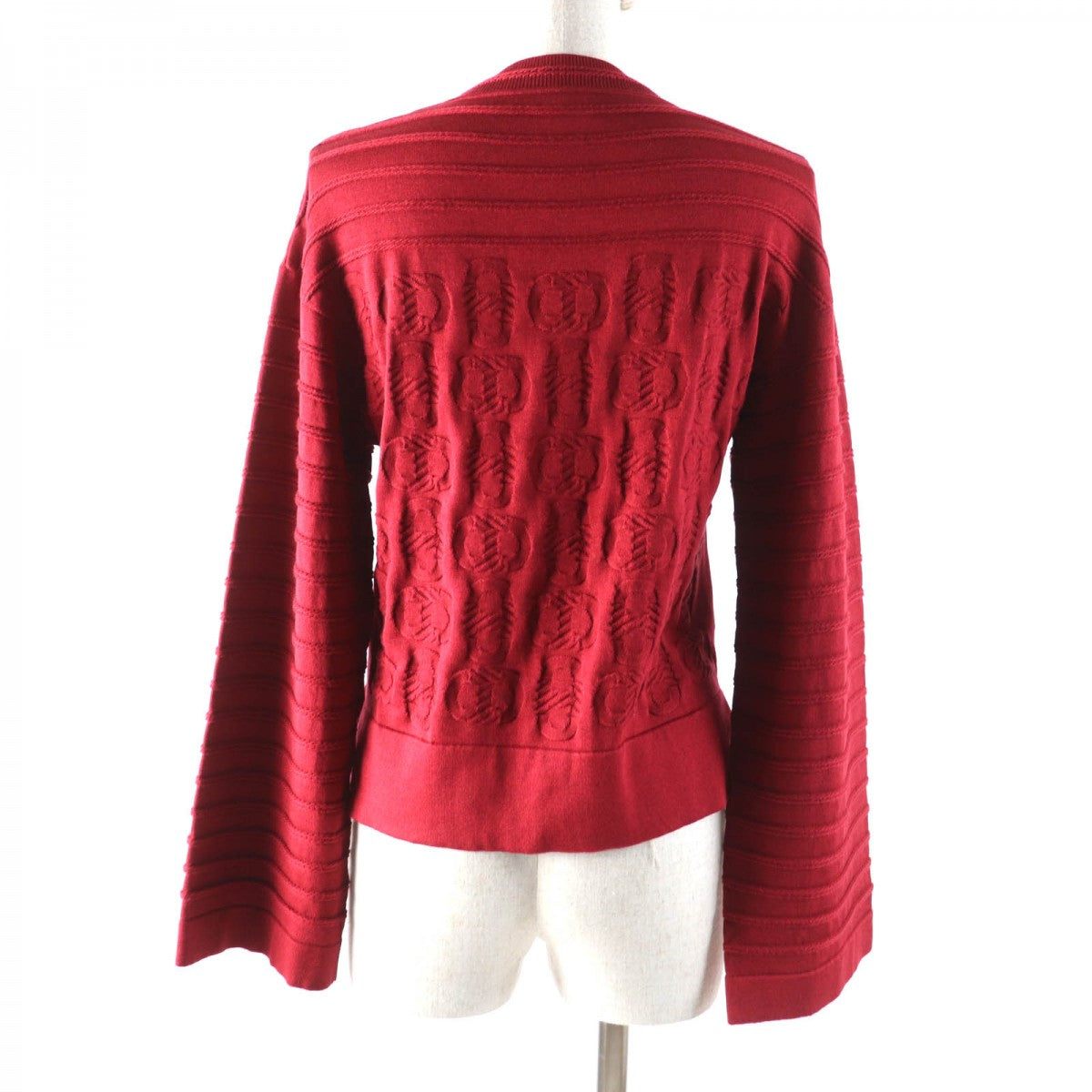 HERMES knit 3E2614D3 Main: 57% silk, Main: 43% cotton, Part: 55% silk, Part: 41% cotton, Part: 3% nylon Red type Women 34
