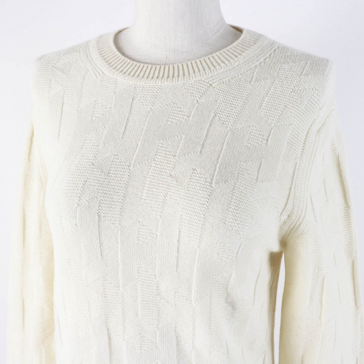 HERMES knit 3H2617D4 Main: 100% wool Ivory Women 34