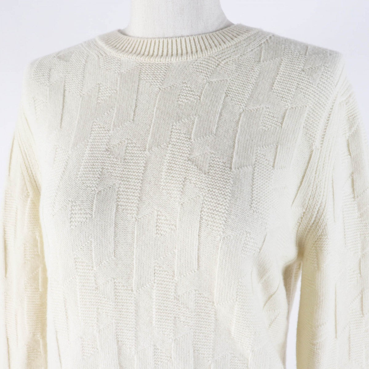 HERMES knit 3H2617D4 Main: 100% wool Ivory Women 36