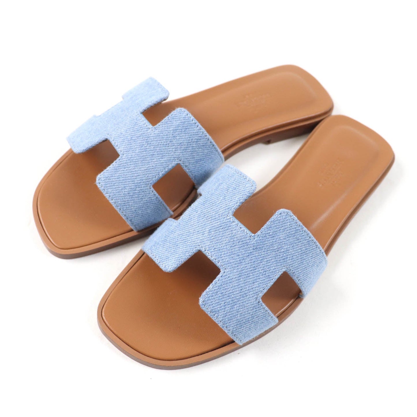 HERMES Sandals Main: Denim, Part: Leather Indigo Oran Women 35