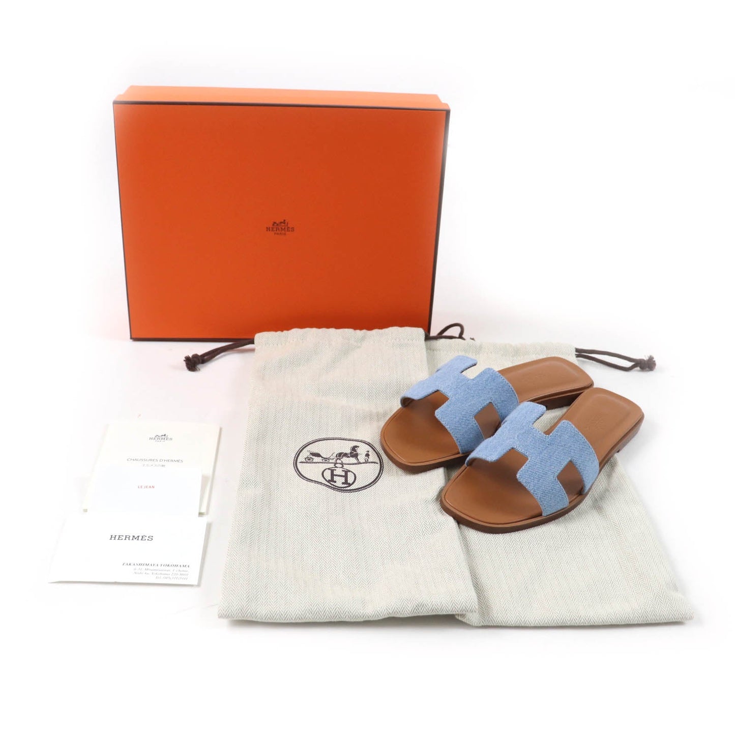 HERMES Sandals Main: Denim, Part: Leather Indigo Oran Women 35
