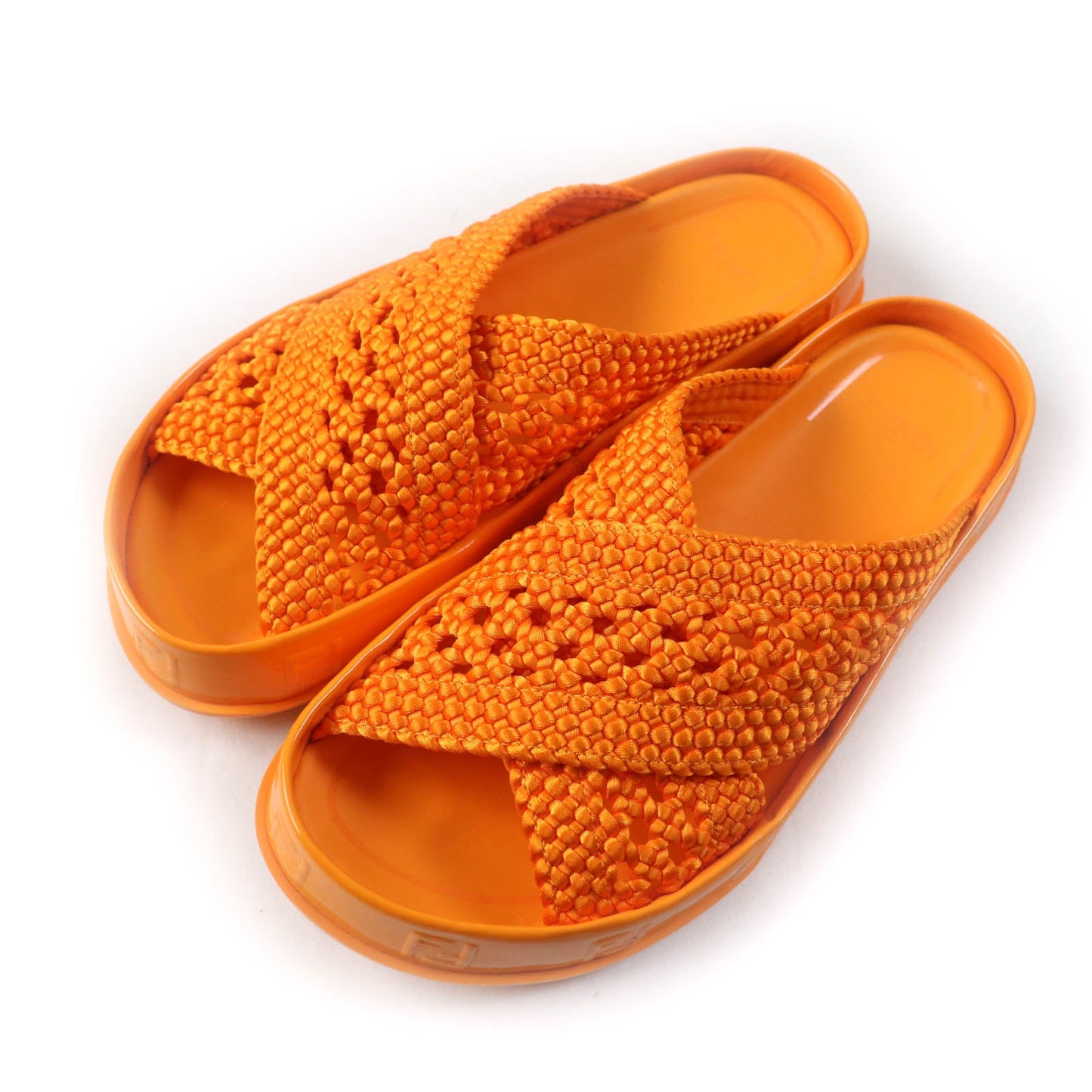 FENDI Sandals Rubber, Fabric Orange reflection Women 36