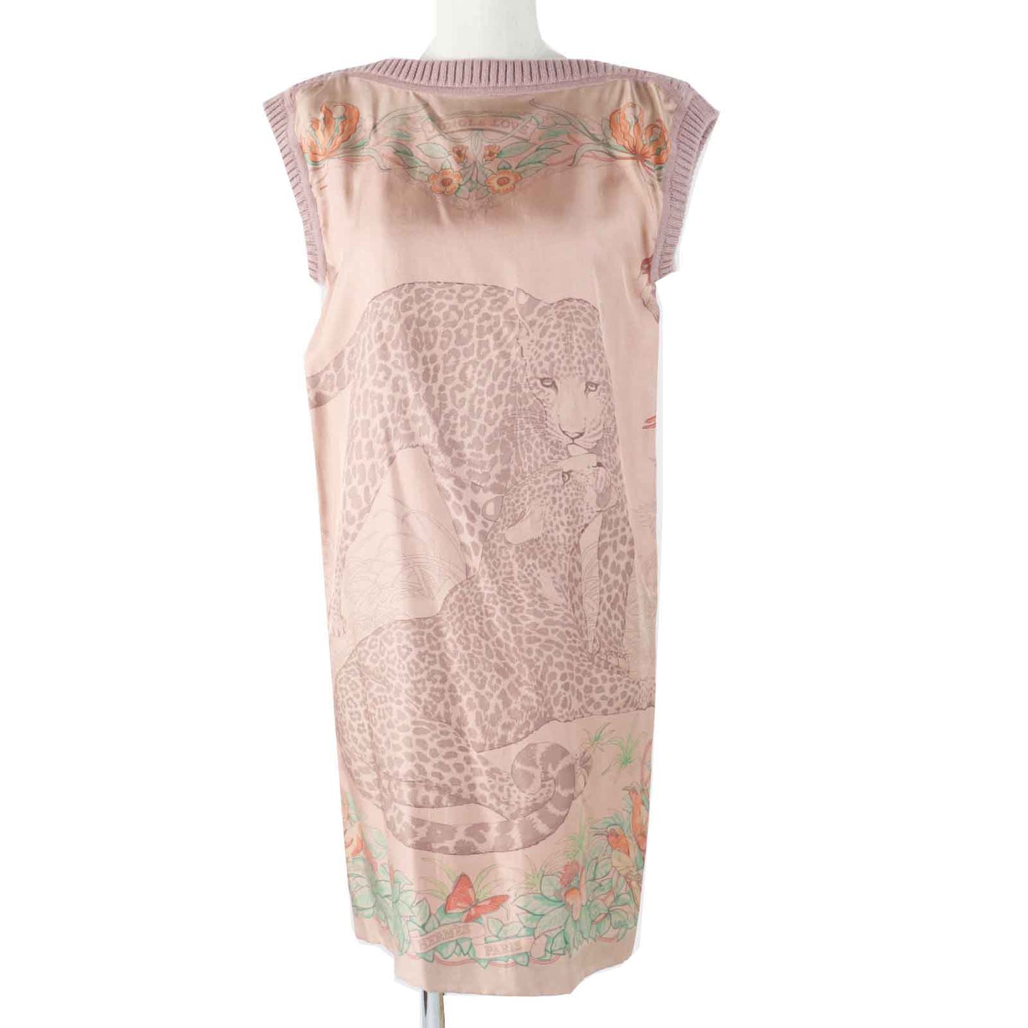HERMES one piece Main: 100% silk, Main: 100% alpaca pink JUNGLE LOVE Women 36
