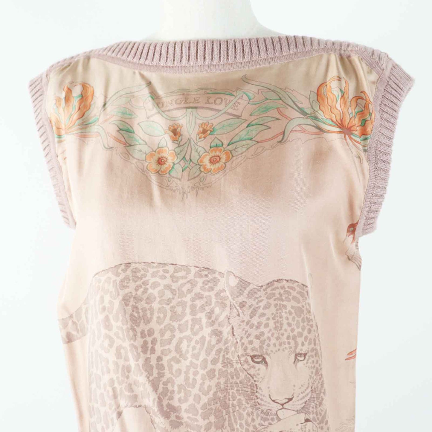 HERMES one piece Main: 100% silk, Main: 100% alpaca pink JUNGLE LOVE Women 36
