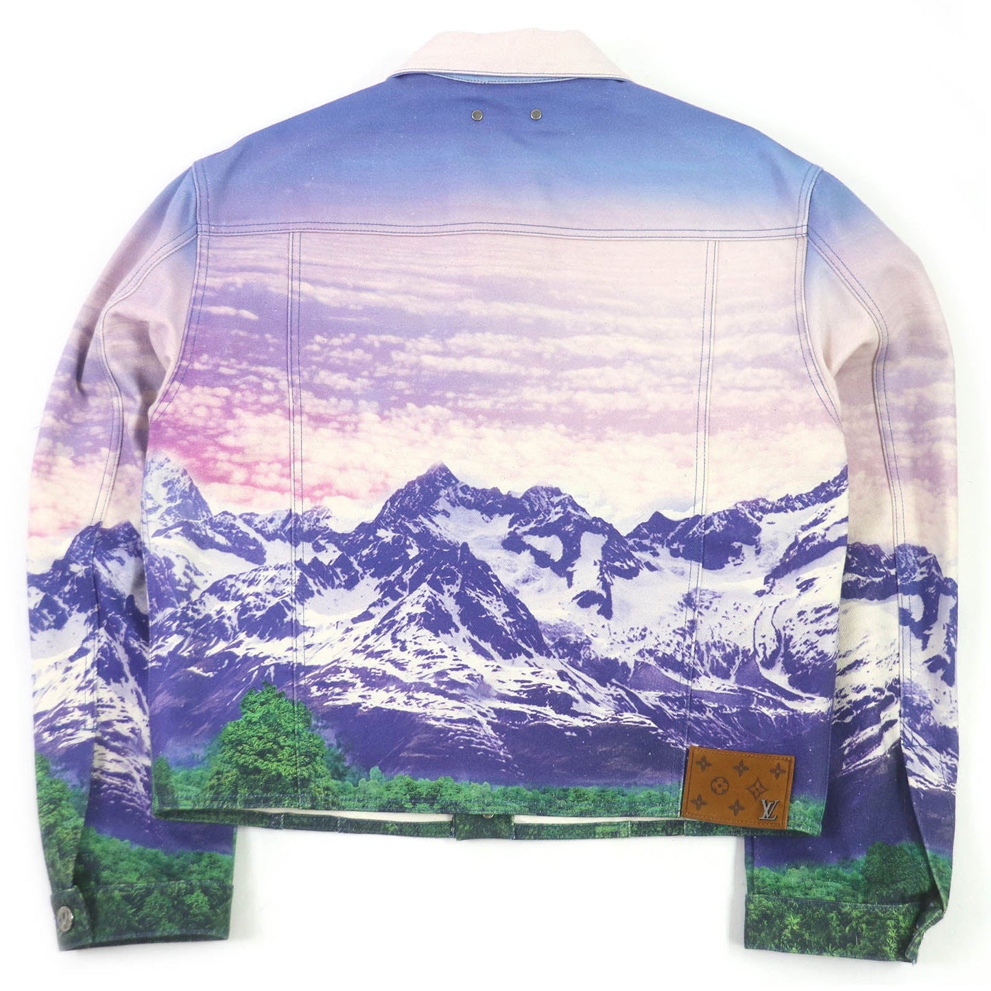 LOUIS VUITTON Denim Jacket 1A9T10 Main: 100% cotton, part: cowhide multicolor landscape mens 48