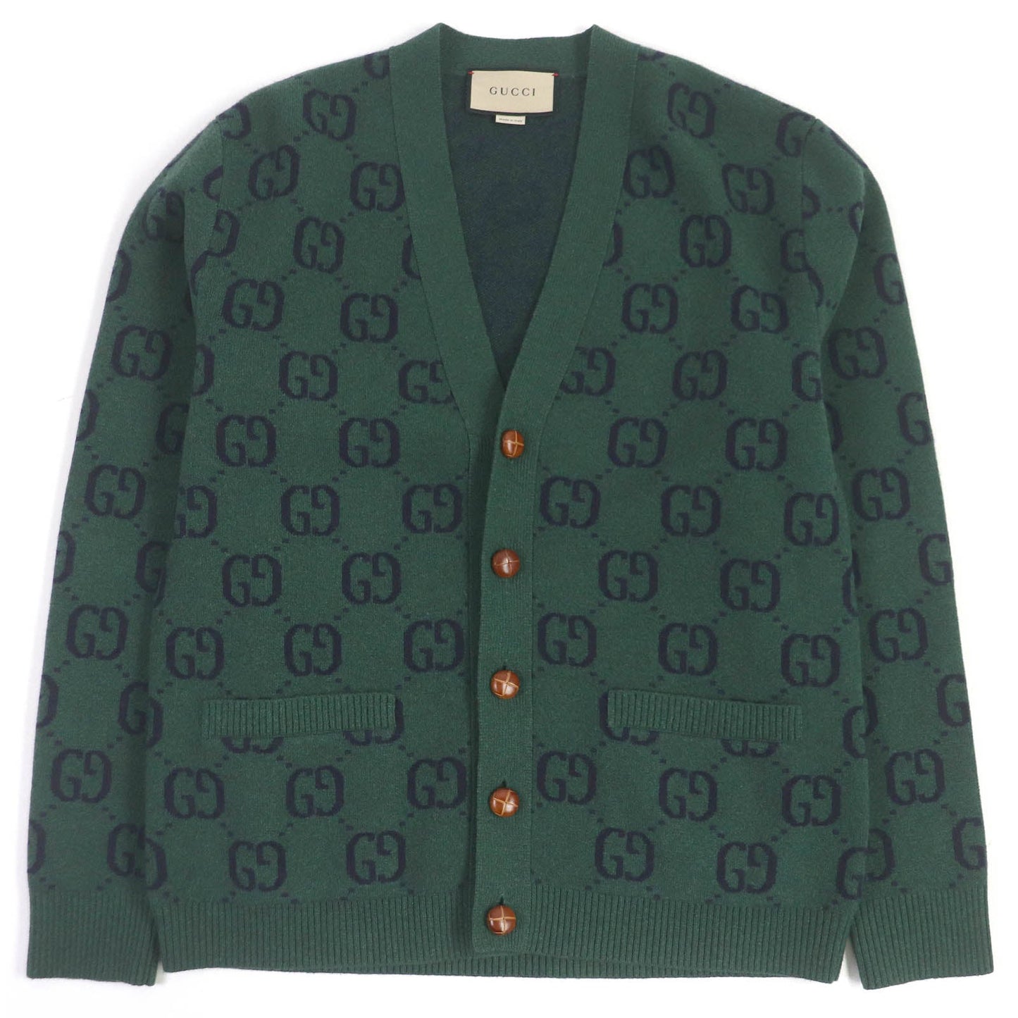 GUCCI cardigan 678939 Main: 100% wool, part: 94% wool, part: 5% nylon, part: 1% polyurethane green mens XS