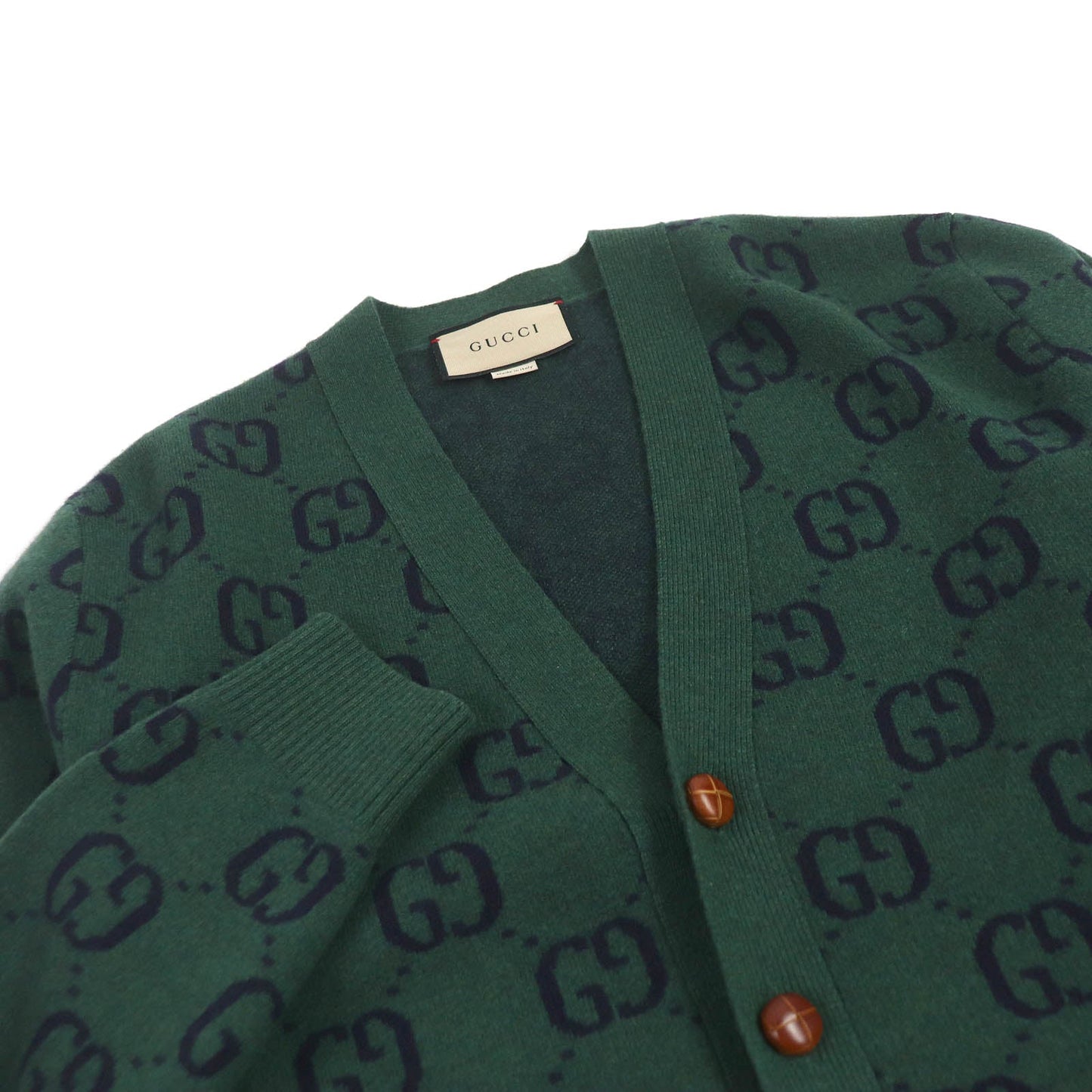 GUCCI cardigan 678939 Main: 100% wool, part: 94% wool, part: 5% nylon, part: 1% polyurethane green mens XS