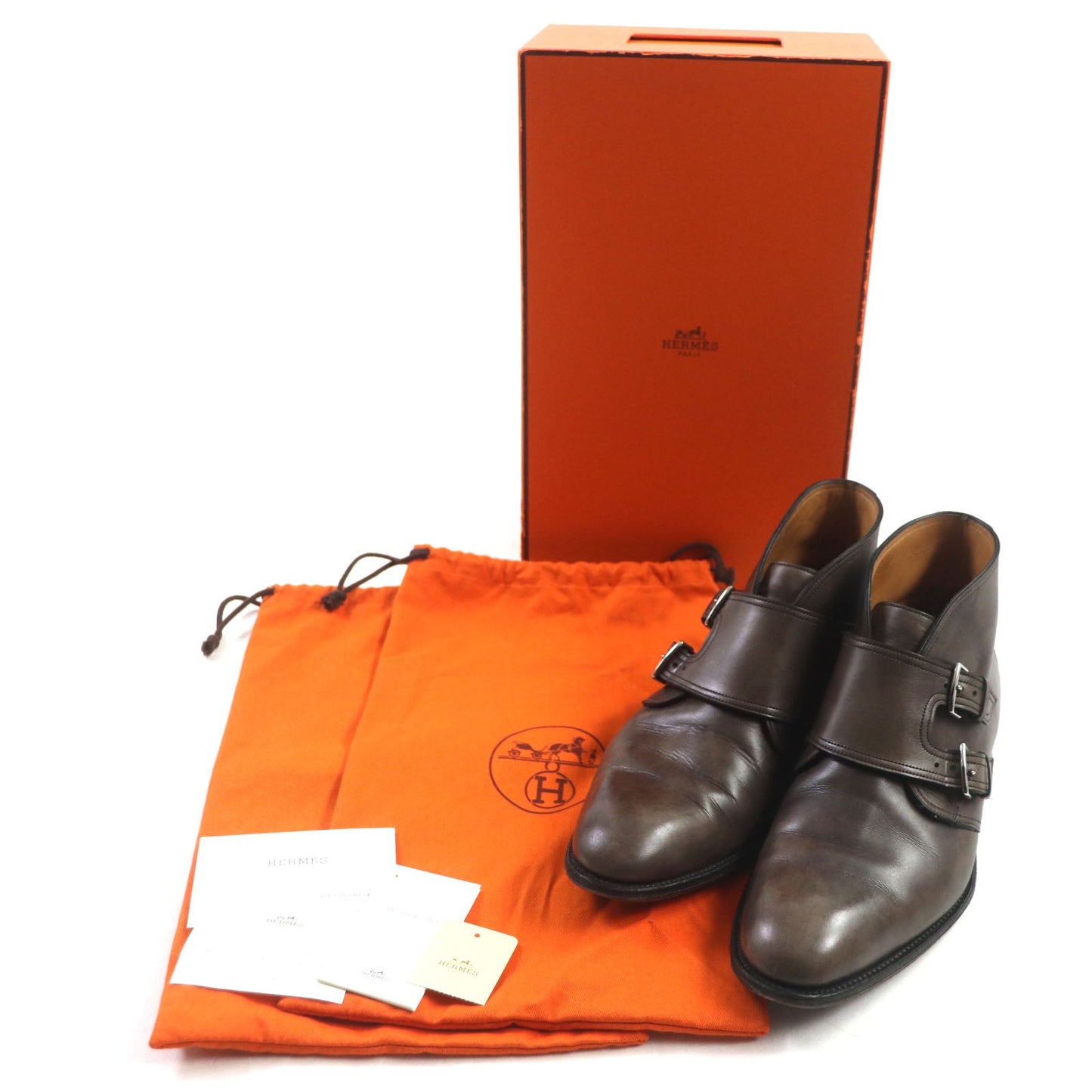 HERMES Ankle boots Main: Leather Dark brown mens 40 1/2