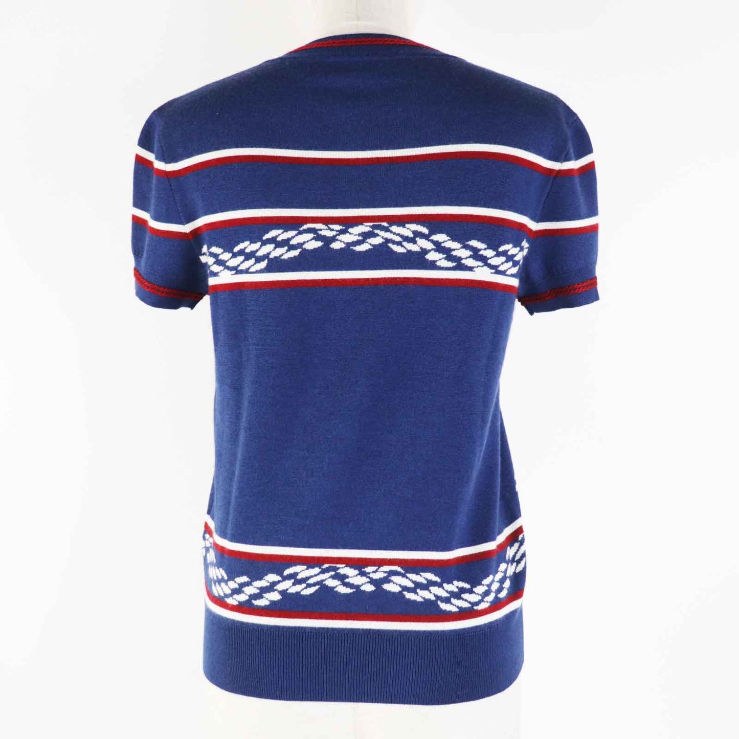 HERMES Short sleeve knit 3E2615D4 Main: 48% cashmere, Main: 48% silk, Main: 3% nylon, Main: 1% polyurethane, Part: 50% cashmere blue Canoe Women 36
