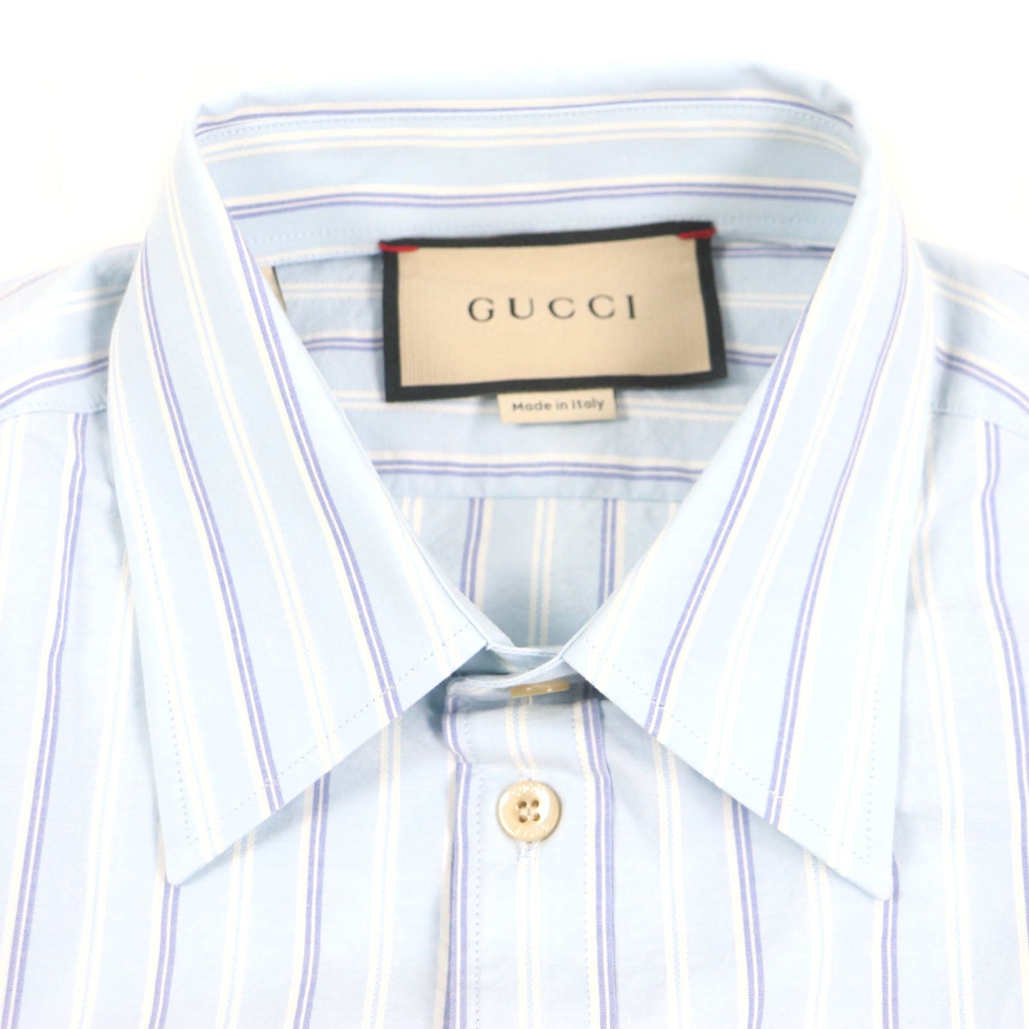 GUCCI Long sleeve shirt 703396 Main: 100% cotton, Part: 100% polyester Light blue stripe mens 38|15