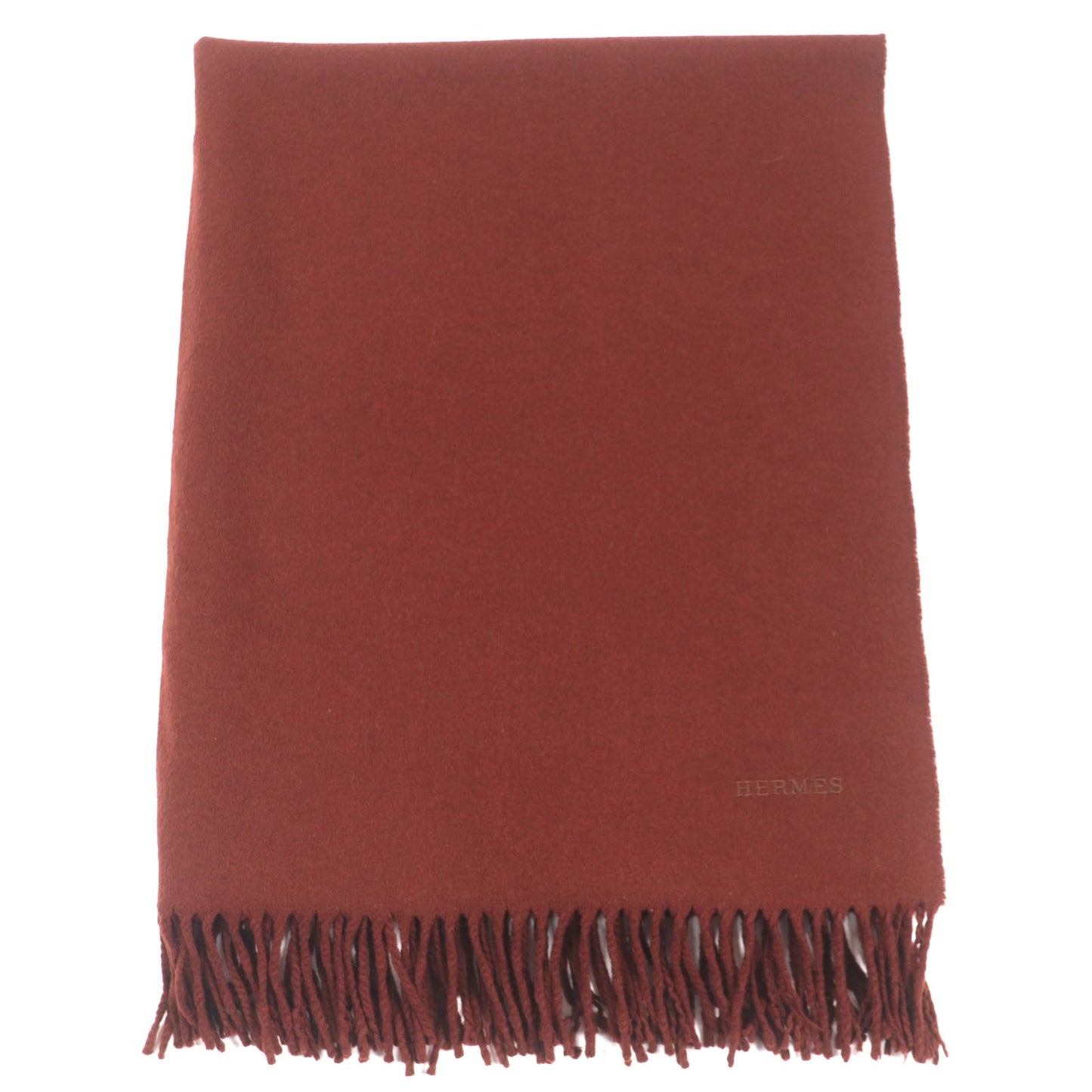 HERMES Scarf Main: 100% cashmere Red brown mens