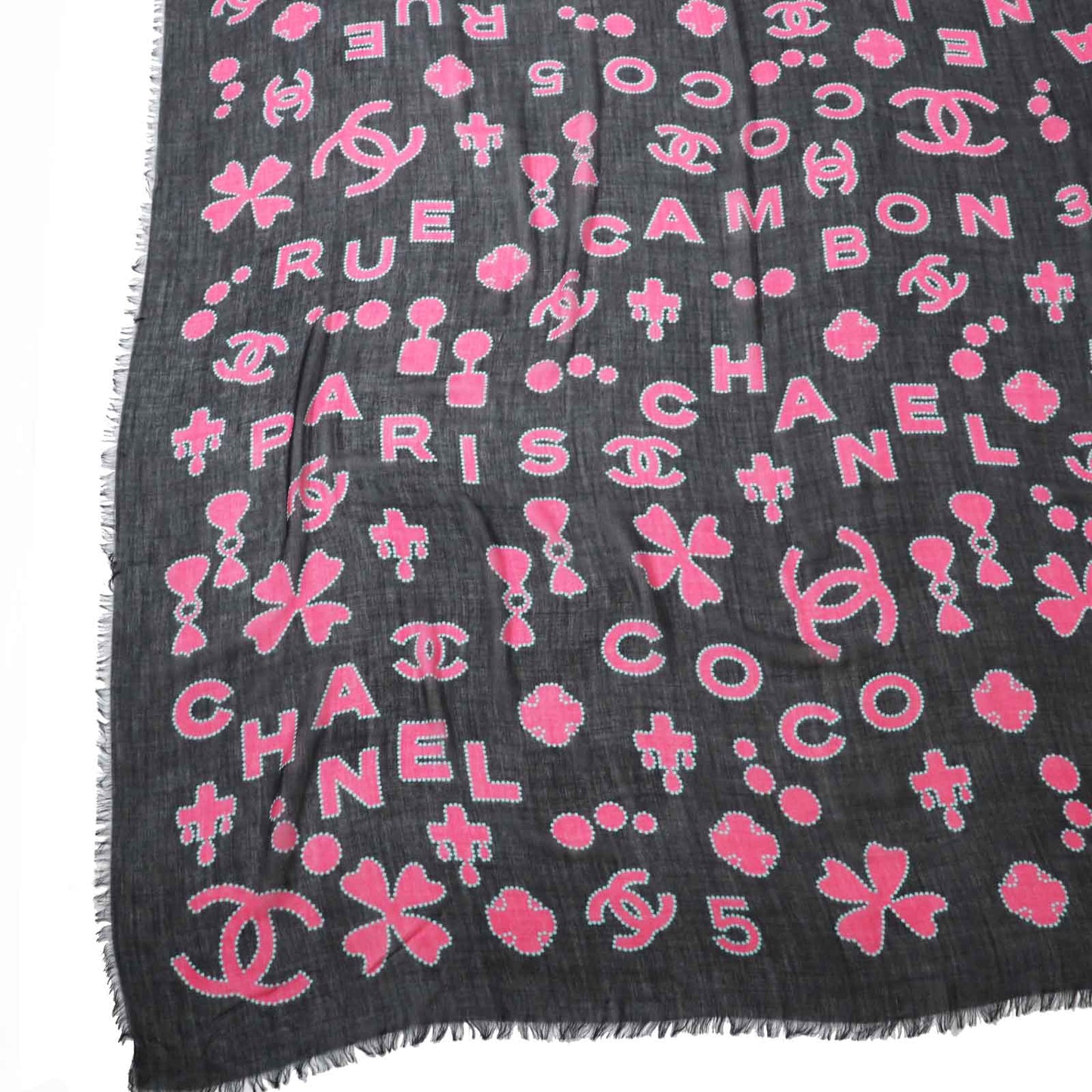 CHANEL scarf Main: 80% cashmere, Main: 20% silk Black pink Women