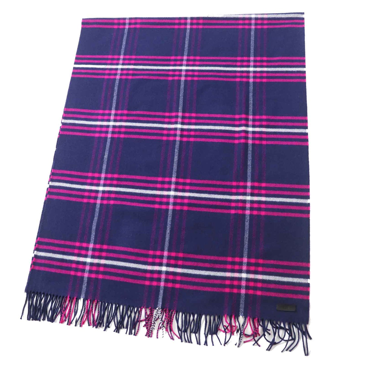 HERMES Scarf Main: 100% cashmere, Leather part: Cowhide Navy pink Women