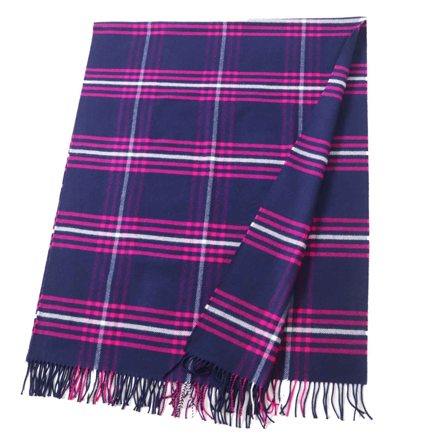 HERMES Scarf Main: 100% cashmere, Leather part: Cowhide Navy pink Women