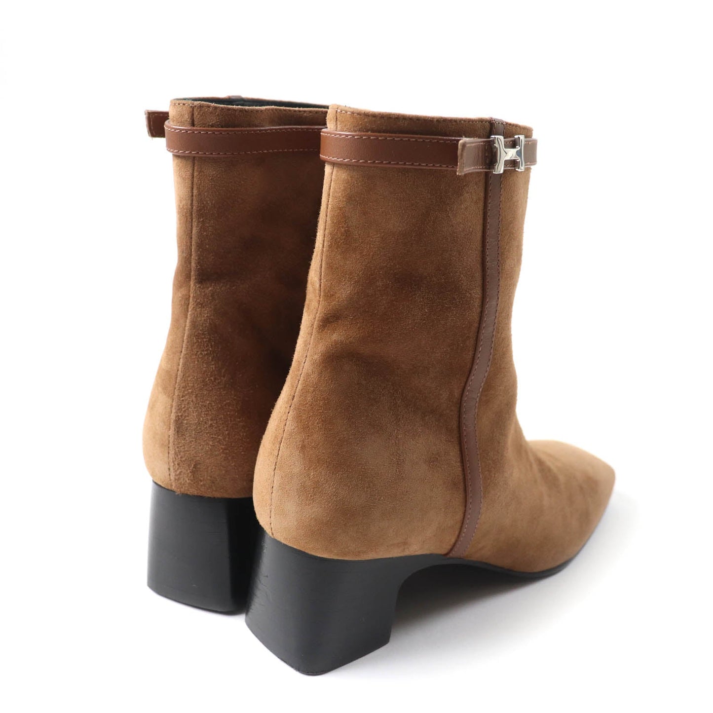 HERMES short boots 232082Z Main: suede leather, part: leather Brown Women 35