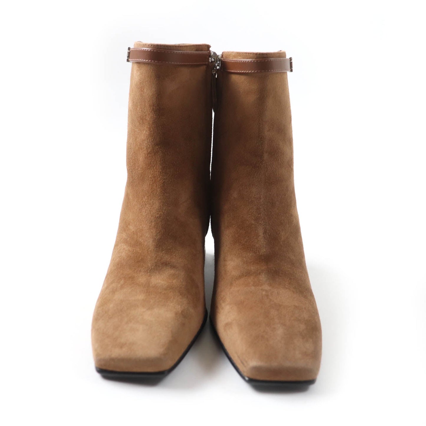 HERMES short boots 232082Z Main: suede leather, part: leather Brown Women 35