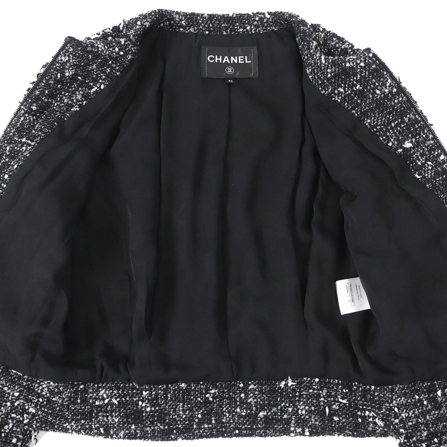 CHANEL Jacket P62063 Outer: 46% wool, Outer: 29% polyamide (nylon), Outer: 25% alpaca, Lining: 100% silk Black type Women 34