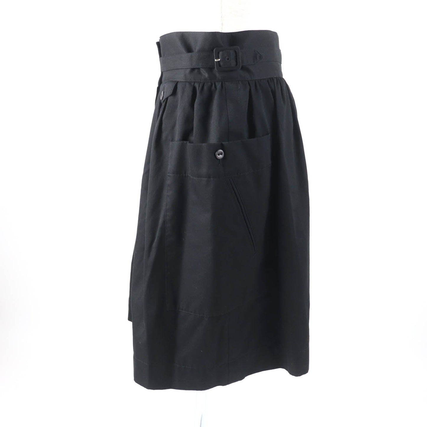 HERMES skirt Main: 100% cotton, some parts: sheep leather black Women 42