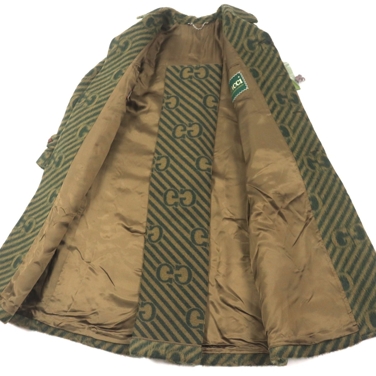 GUCCI Stainless collar coat 639261 Outer: 55% llama, Outer: 45% wool, Lining: 100% rayon, Part: 82% polyester, Part: 18% polyester green mens 44