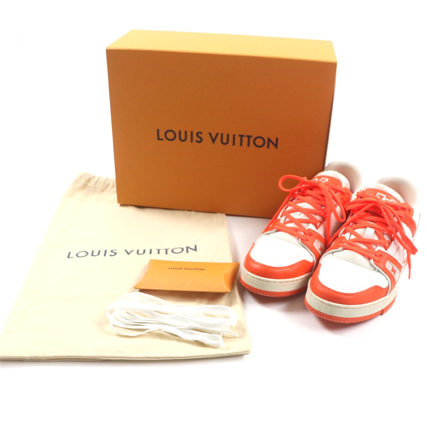 LOUIS VUITTON sneakers Main: Leather Orange white Trainer line mens 7