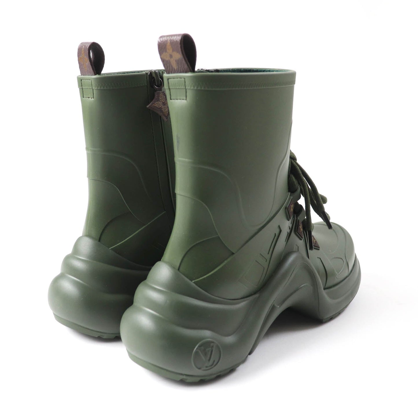 LOUIS VUITTON Rain shoes Main: Rubber khaki arc light line Women 36