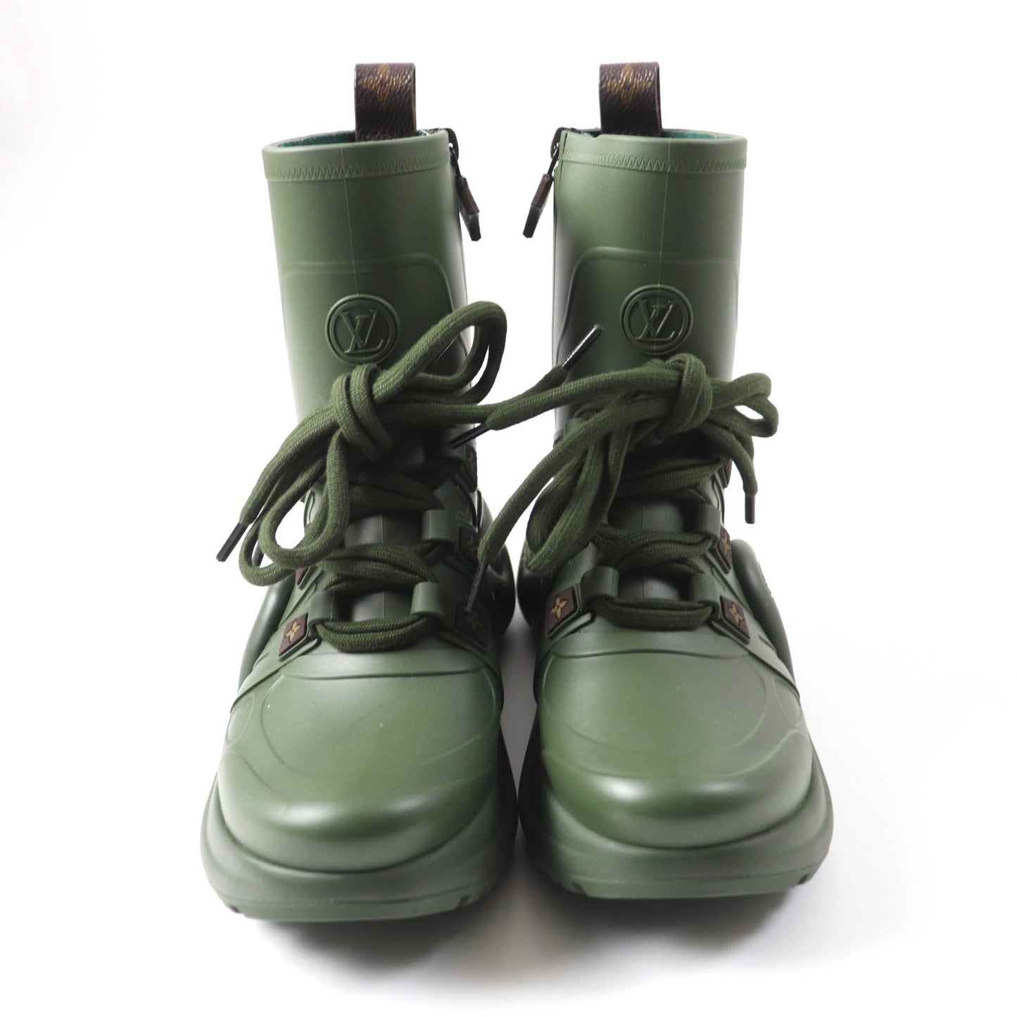 LOUIS VUITTON Rain shoes Main: Rubber khaki arc light line Women 36