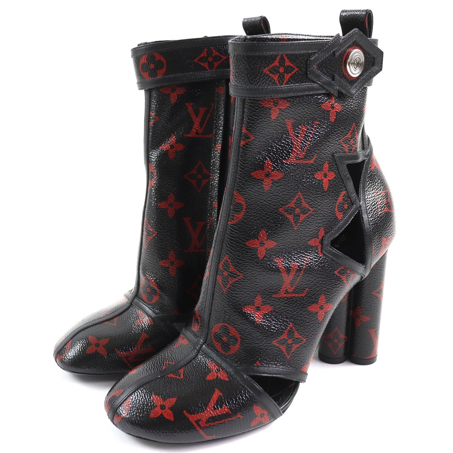 LOUIS VUITTON short boots Main: Leather Black red Women 37