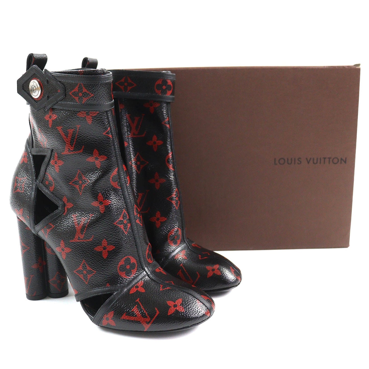 LOUIS VUITTON short boots Main: Leather Black red Women 37