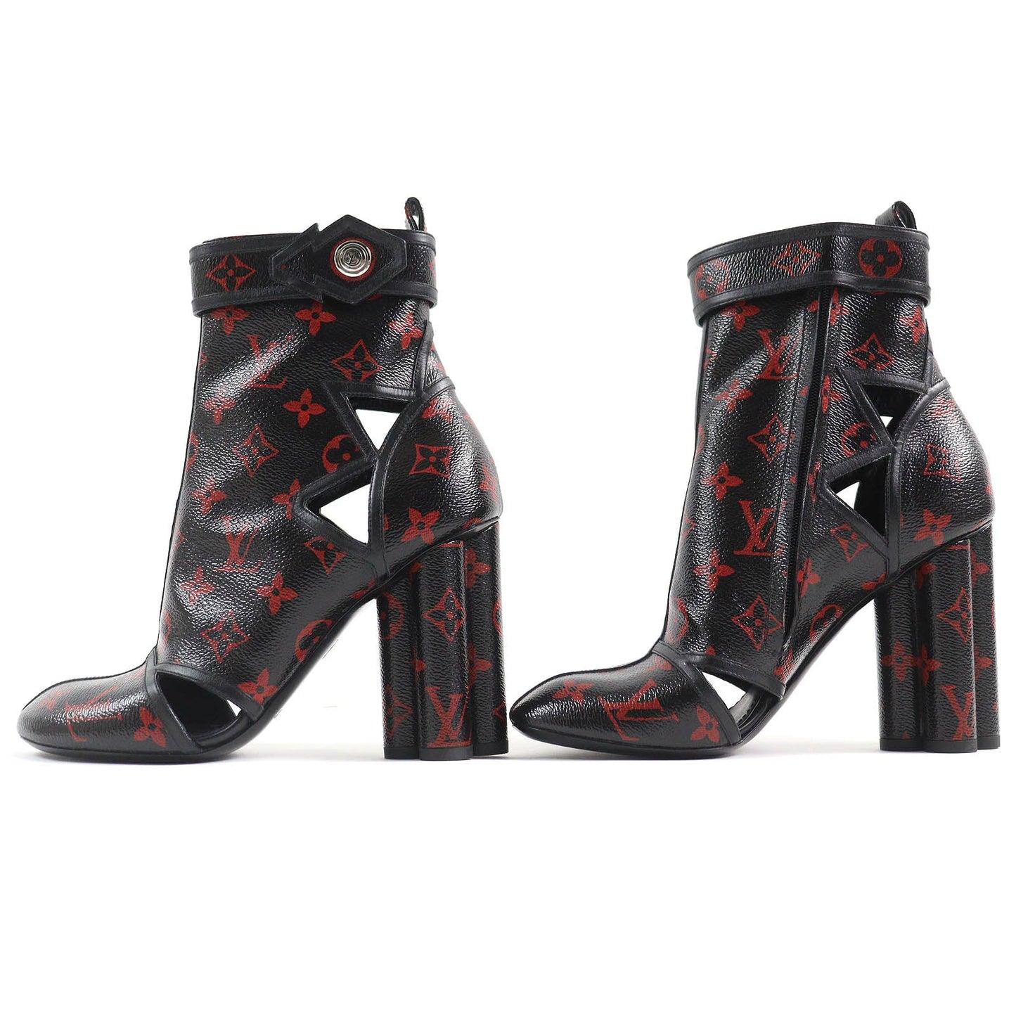 LOUIS VUITTON short boots Main: Leather Black red Women 37