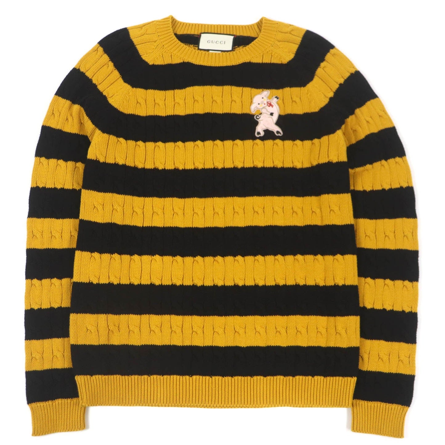 GUCCI sweater 545709 Main: 100% cotton, some: nylon, some: acrylic, some: polyester, some: wool Yellow black mens S