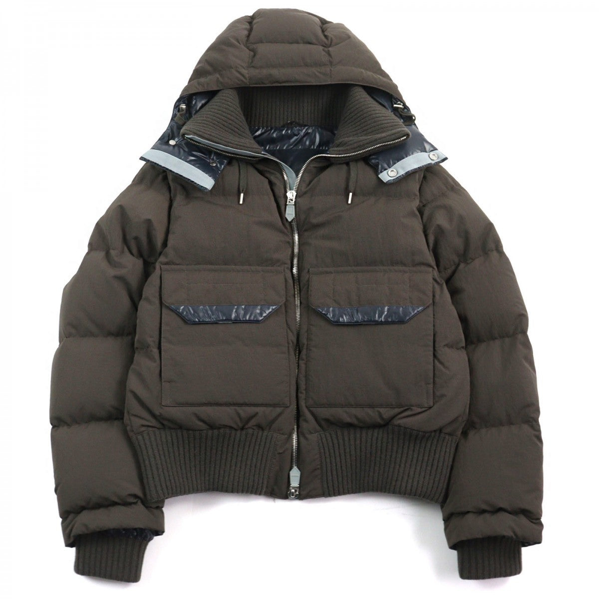HERMES Down jacket Main: 100% nylon, Lining: 100% nylon, Leather part: sheepskin, Part: 68% wool, Part: 29% cashmere Brown type mens 44