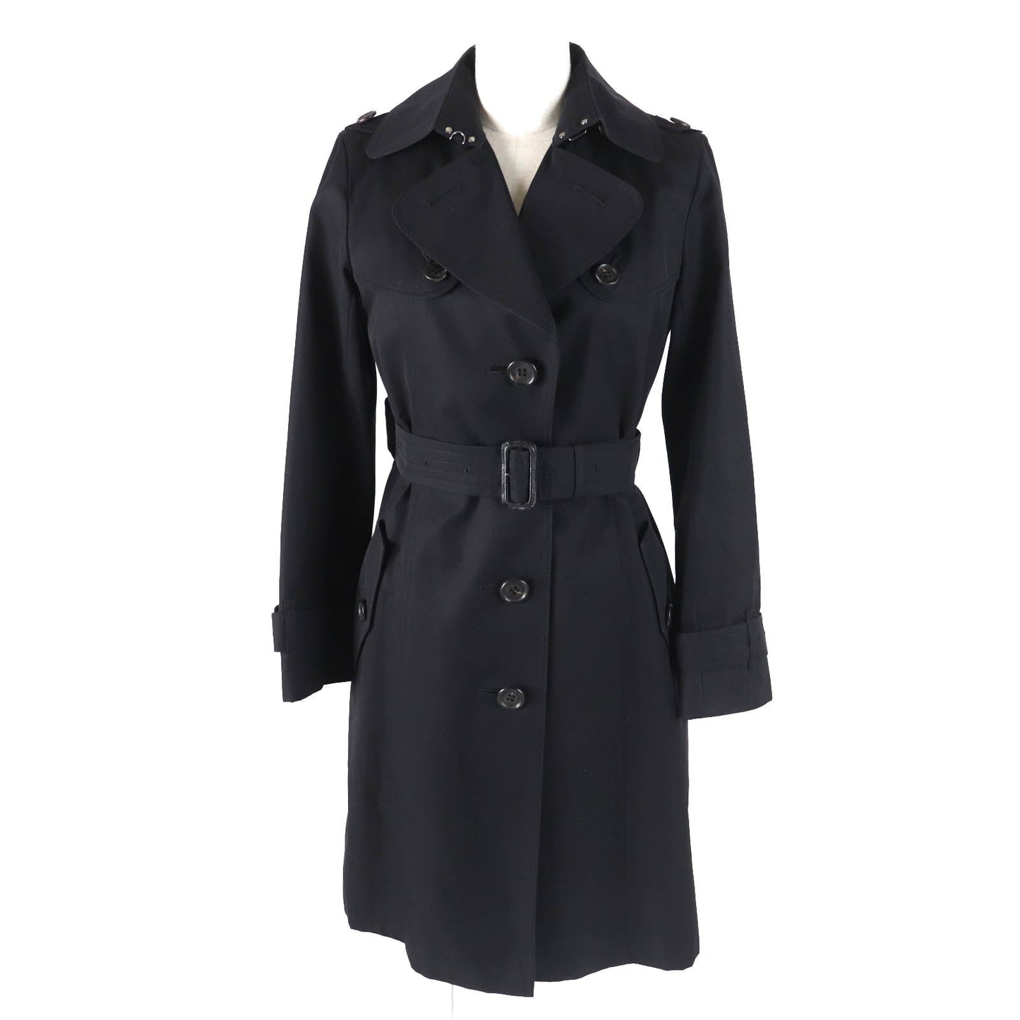 BURBERRY trench coat Outer: 100% cotton, Lining: cotton, Sleeve lining: cupra, Leather part: cowhide, Liner: 100% wool black Women 36