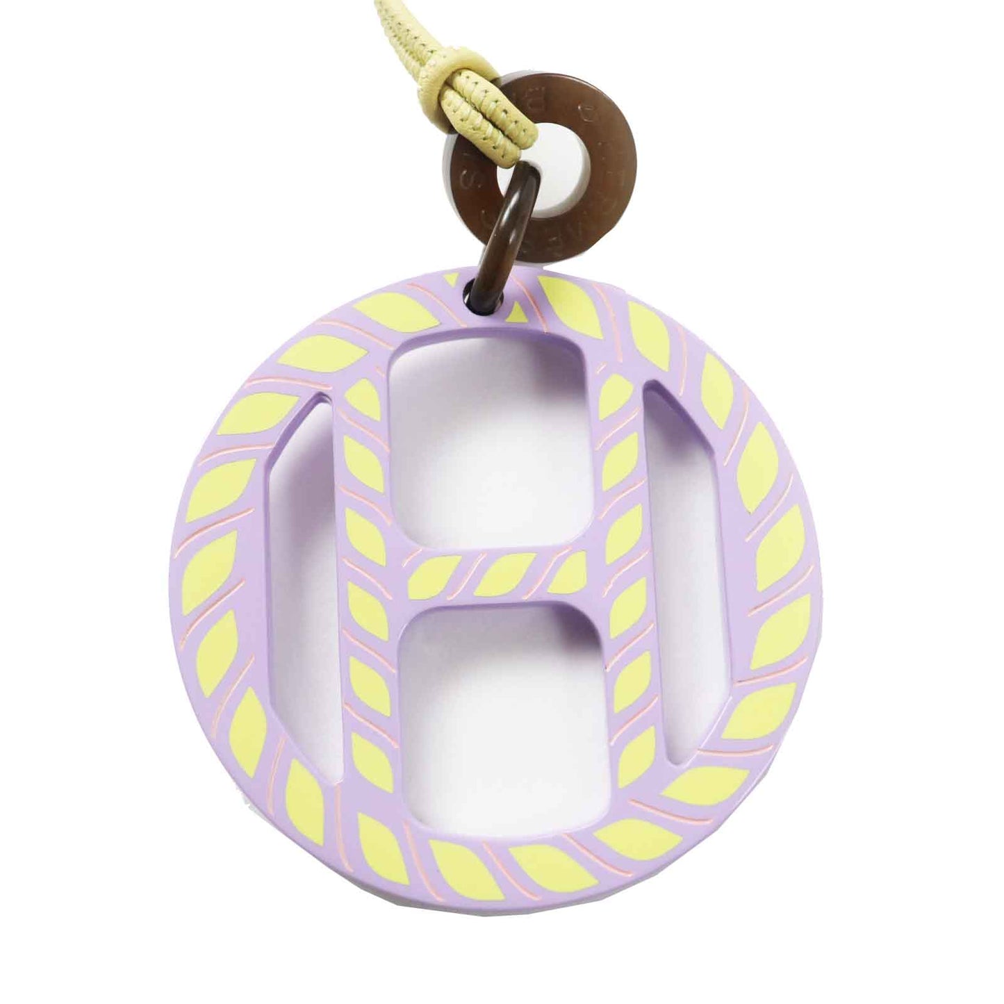 HERMES Necklace Main: Buffalo horn Lavender Yellow H Equip Women