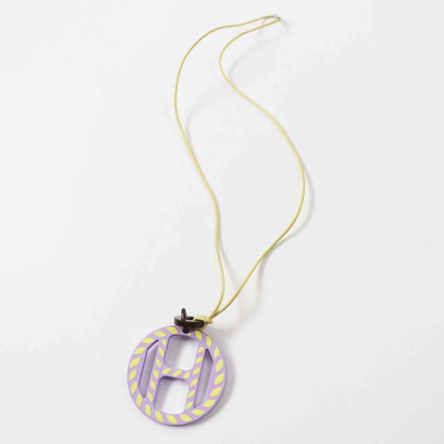 HERMES Necklace Main: Buffalo horn Lavender Yellow H Equip Women