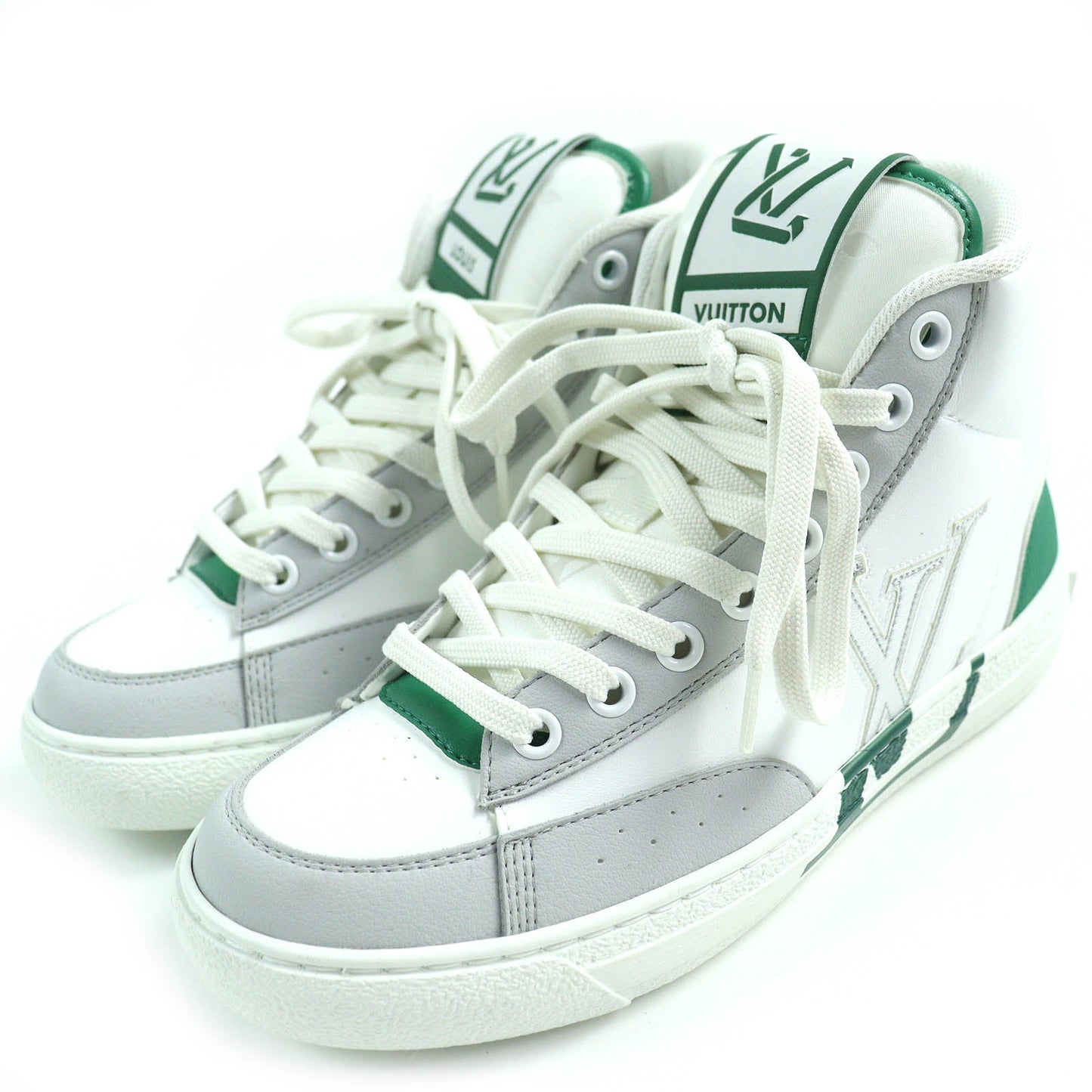 LOUIS VUITTON High cut sneakers Main: Leather White Green Gray Charlie line Women 35