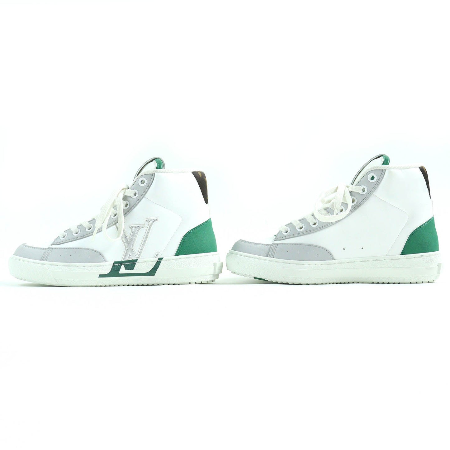 LOUIS VUITTON High cut sneakers Main: Leather White Green Gray Charlie line Women 35