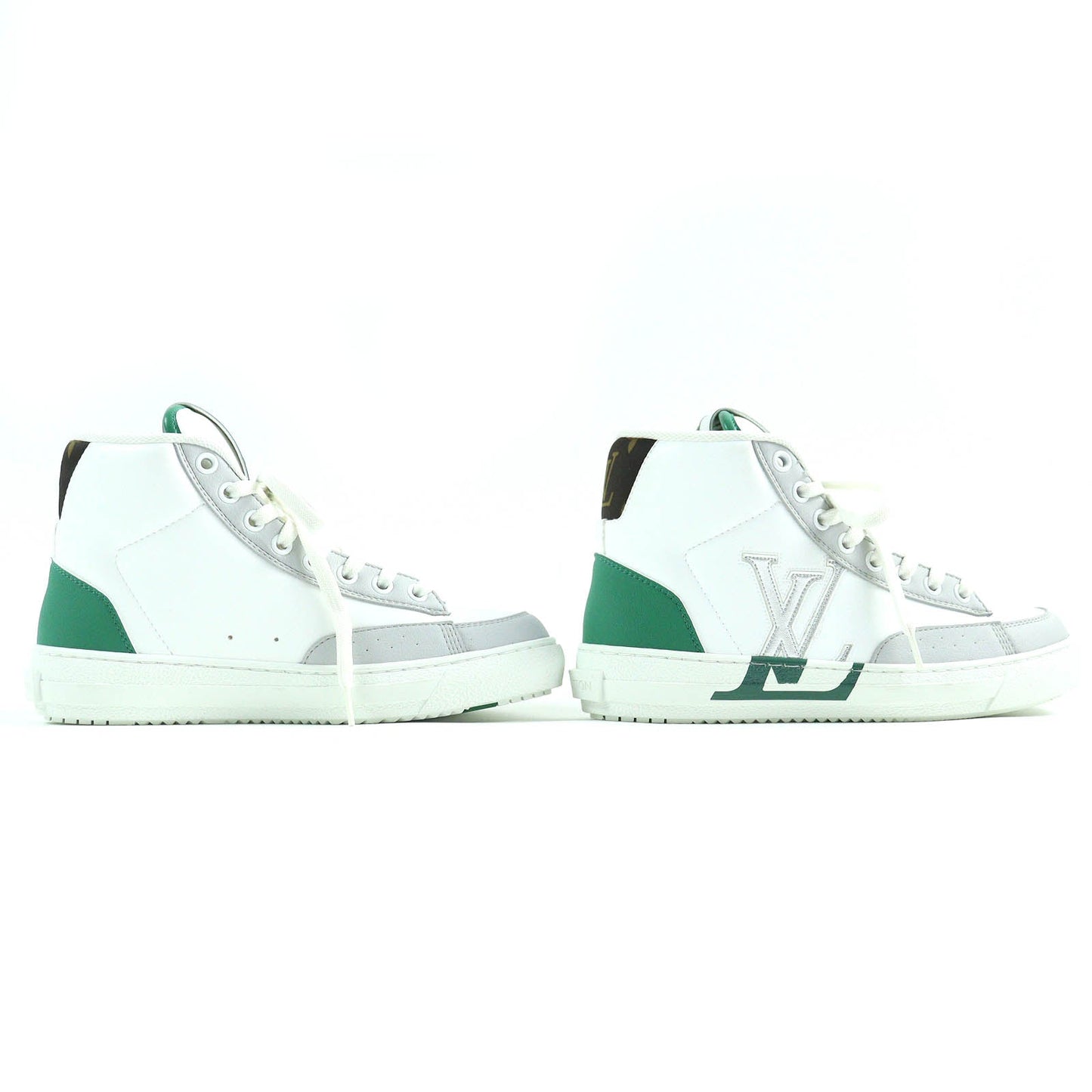 LOUIS VUITTON High cut sneakers Main: Leather White Green Gray Charlie line Women 35