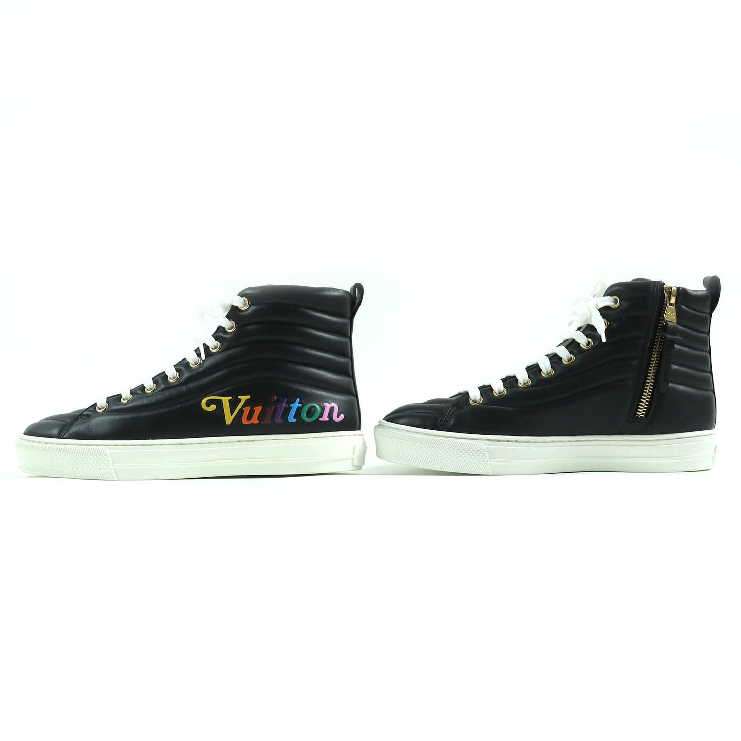 LOUIS VUITTON High cut sneakers Main: Leather Black White Stellar line Women 36 1/2