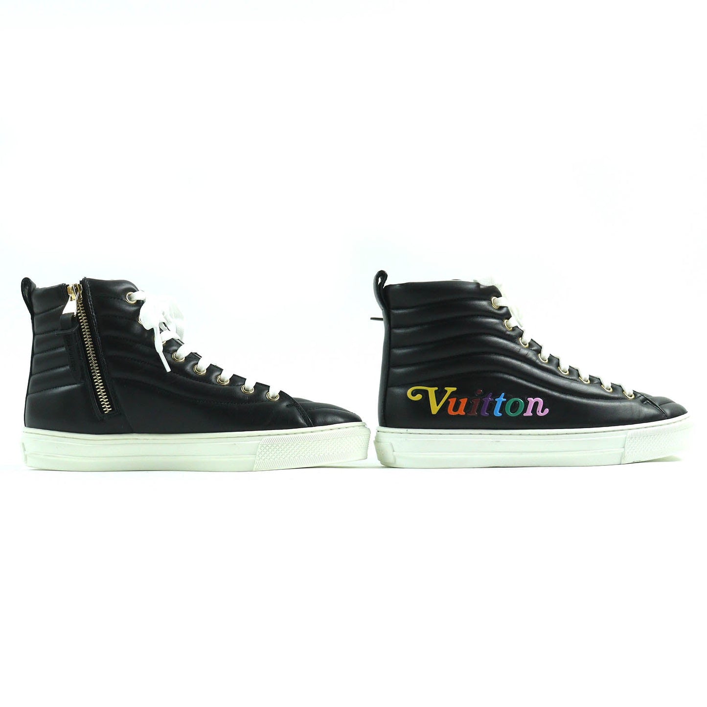 LOUIS VUITTON High cut sneakers Main: Leather Black White Stellar line Women 36 1/2