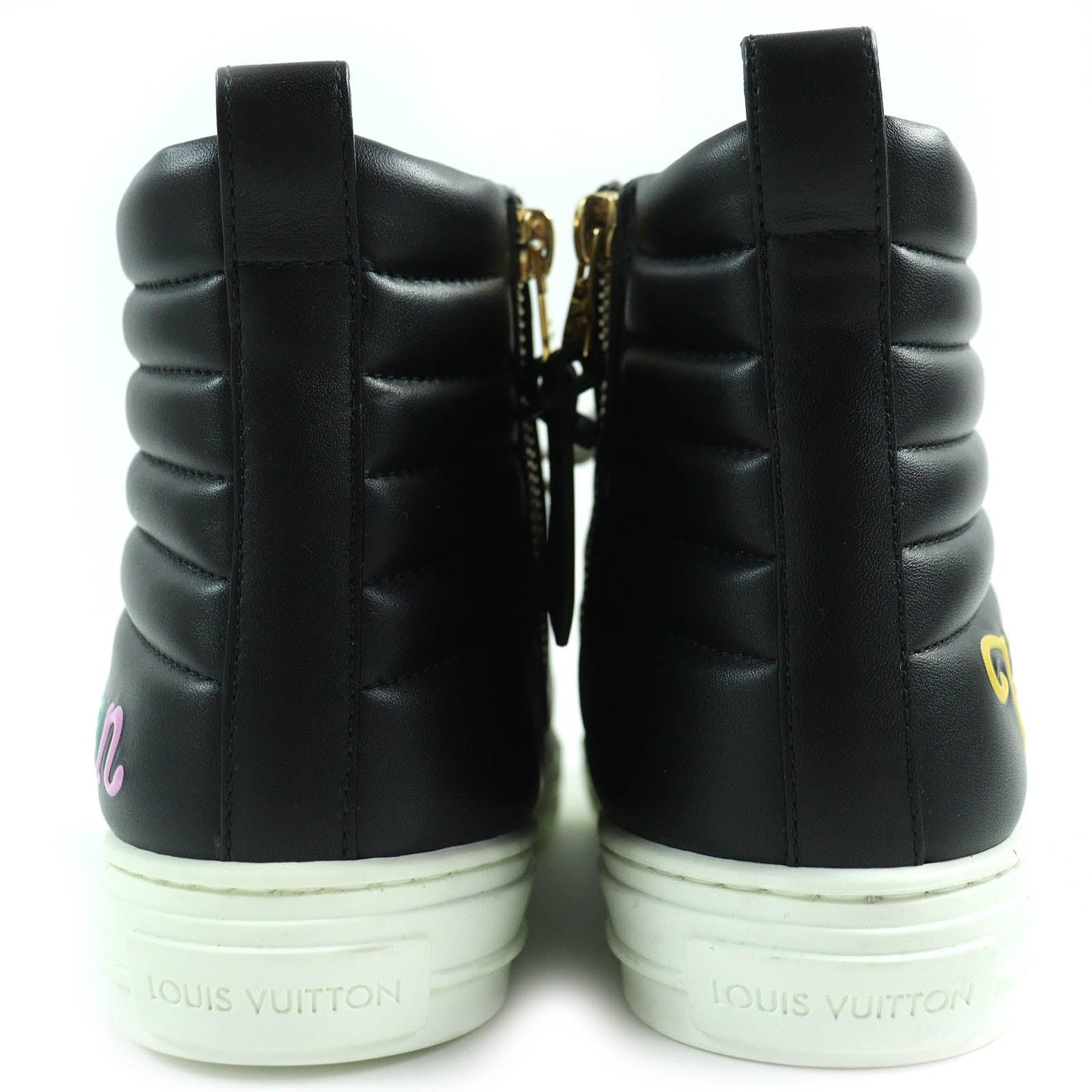LOUIS VUITTON High cut sneakers Main: Leather Black White Stellar line Women 36 1/2