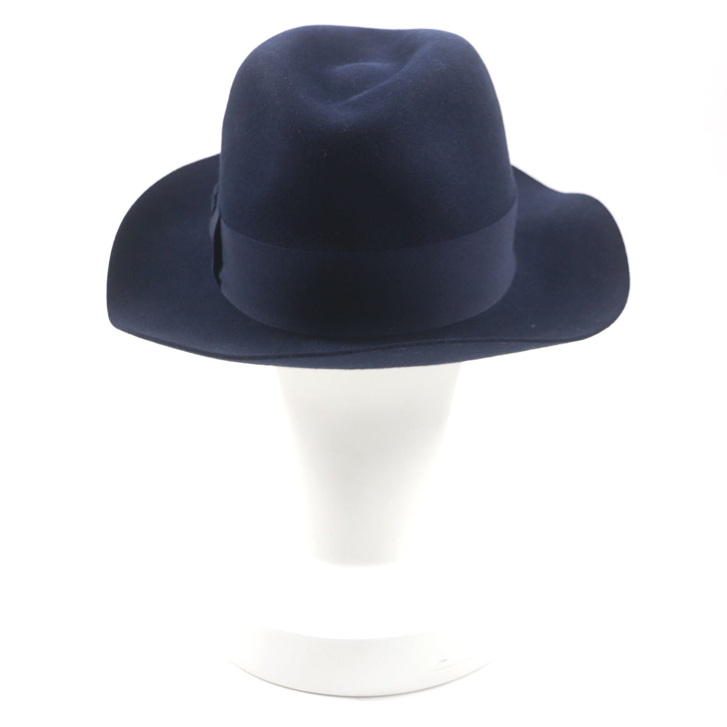 HERMES hat Outer: 100% wool, Part: 60% rayon, Part: 40% cotton, Lining: 100% silk, Leather part: cowhide Navy mens 56