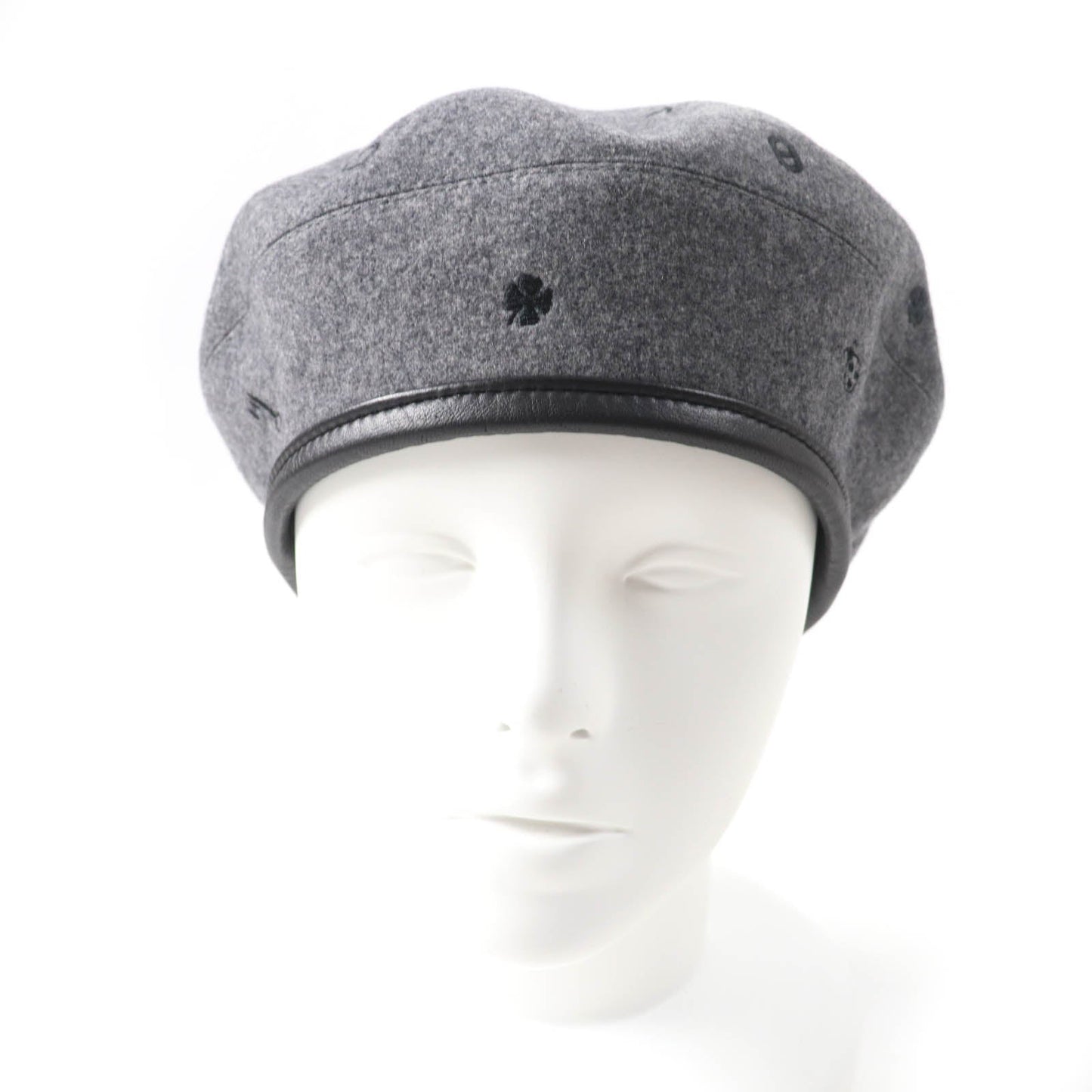 HERMES beret H212010N Outer: 100% cashmere, Part: Sheepskin, Part: 100% polyester, Lining: 65% rayon, Lining: 35% silk gray Women 57