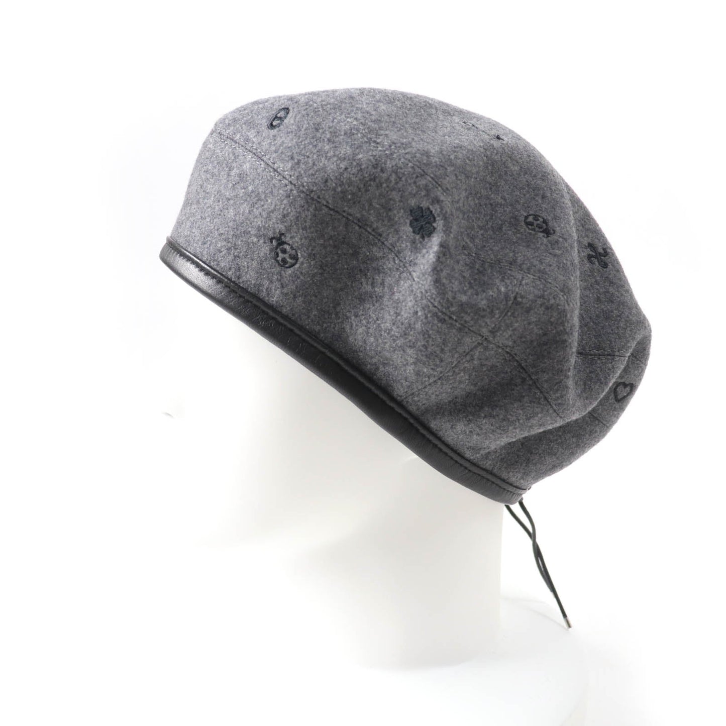 HERMES beret H212010N Outer: 100% cashmere, Part: Sheepskin, Part: 100% polyester, Lining: 65% rayon, Lining: 35% silk gray Women 57
