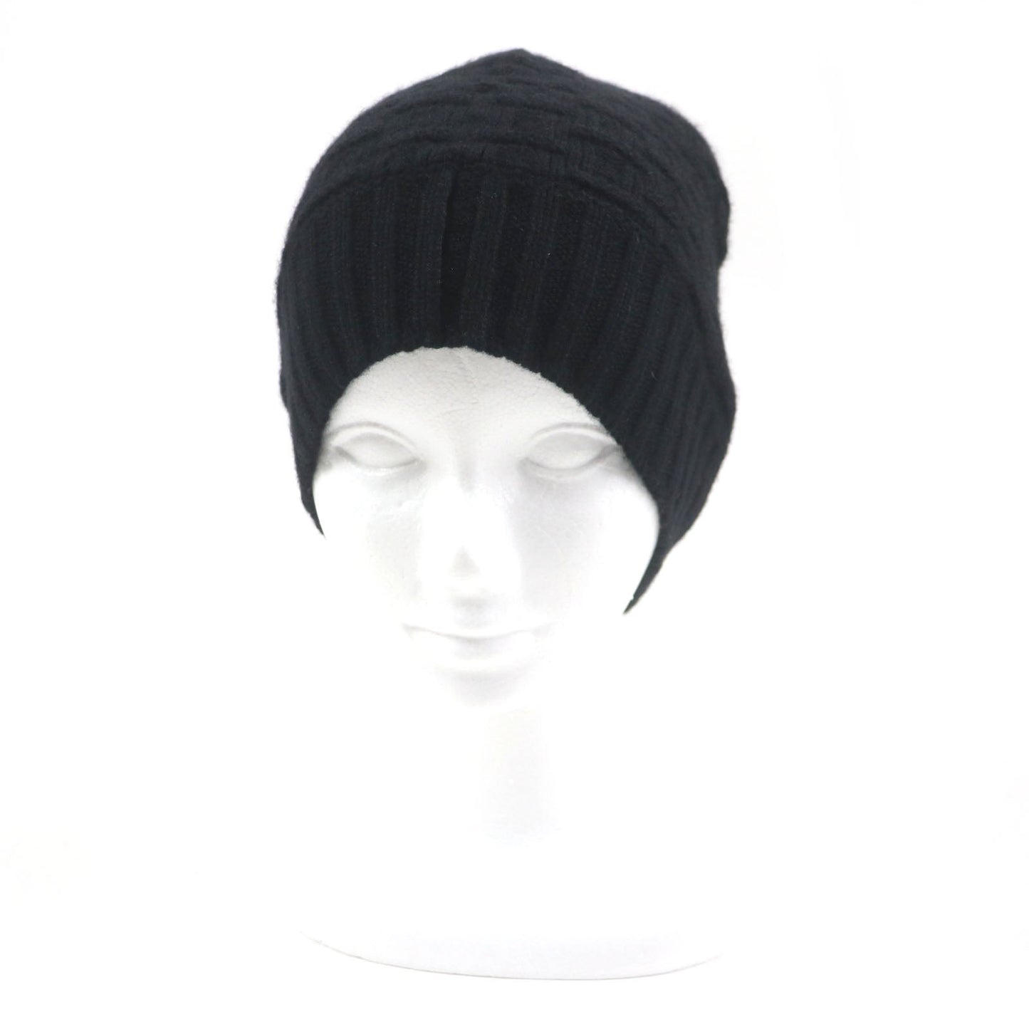 HERMES Knit cap Main: 100% cashmere black mens M