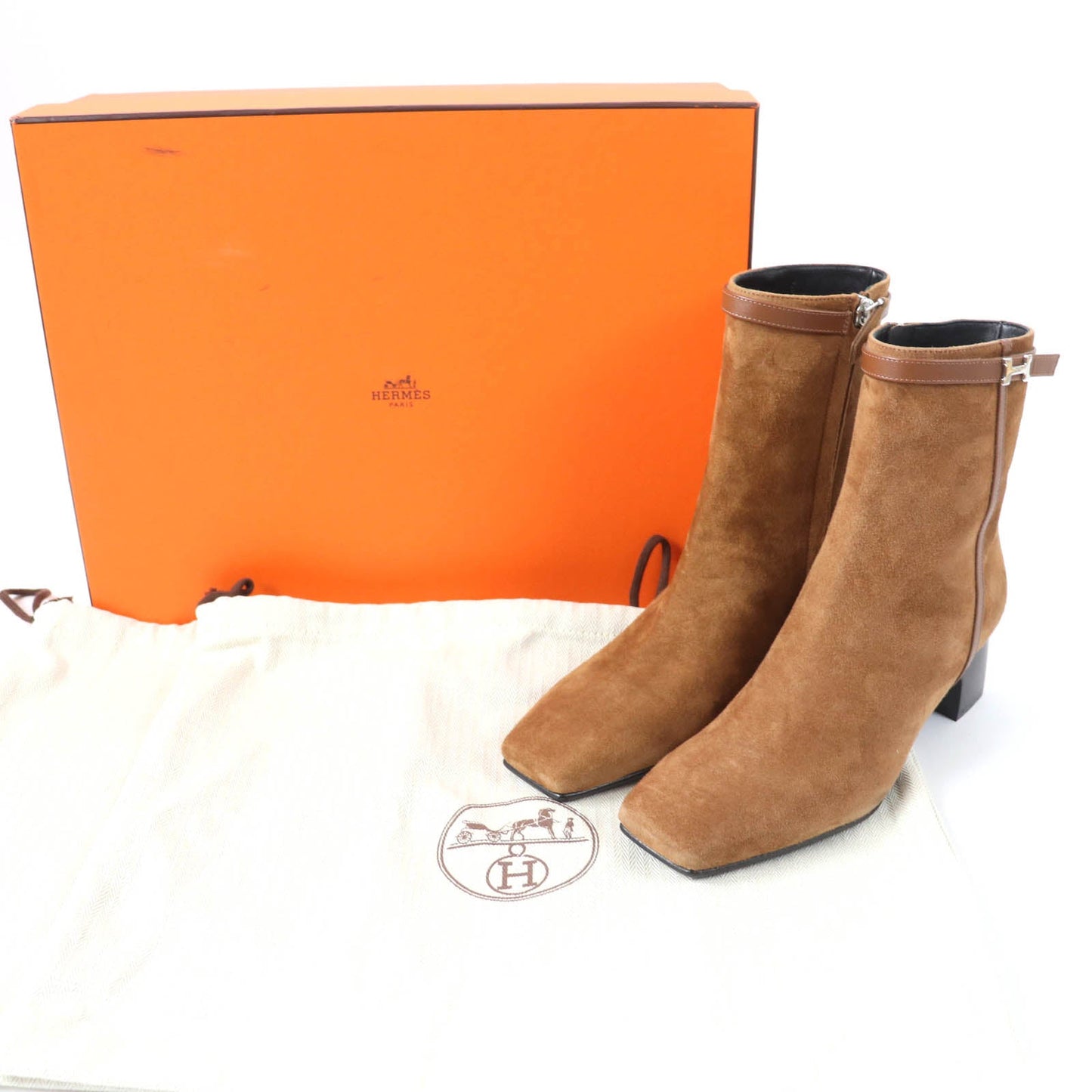 HERMES short boots Main: Suede leather Brown Oh Mage Women 36