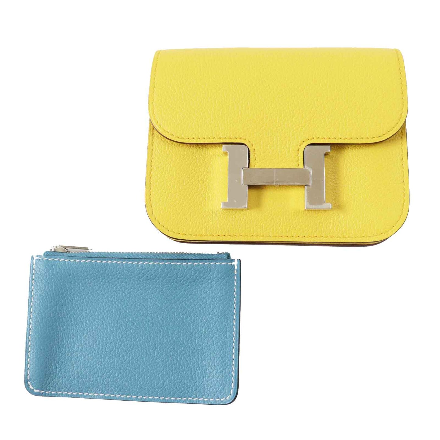 HERMES Coin case Main: Evercolor Sun New Blue Jean Constance Slim Verso Women