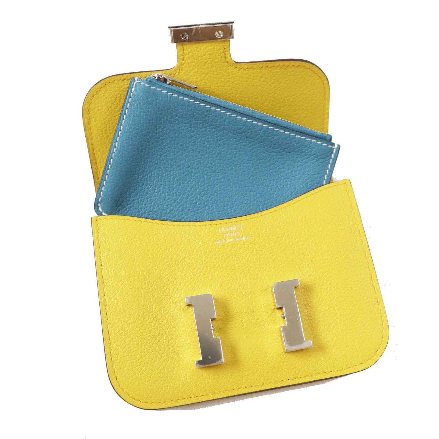HERMES Coin case Main: Evercolor Sun New Blue Jean Constance Slim Verso Women