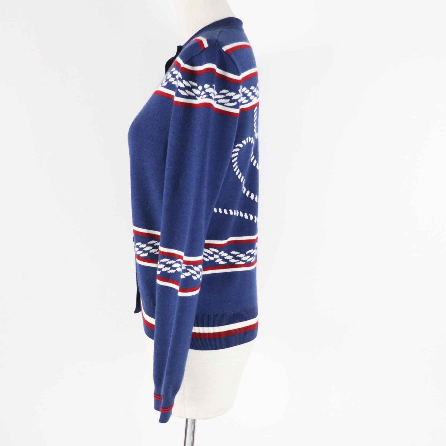 HERMES cardigan 3E2715D4 Outer material: 48% cashmere, Outer material: 48% silk, Outer material: 3% nylon, Outer material: 1% polyurethane, Part: 50% cashmere Blue Ivory Red Women 34