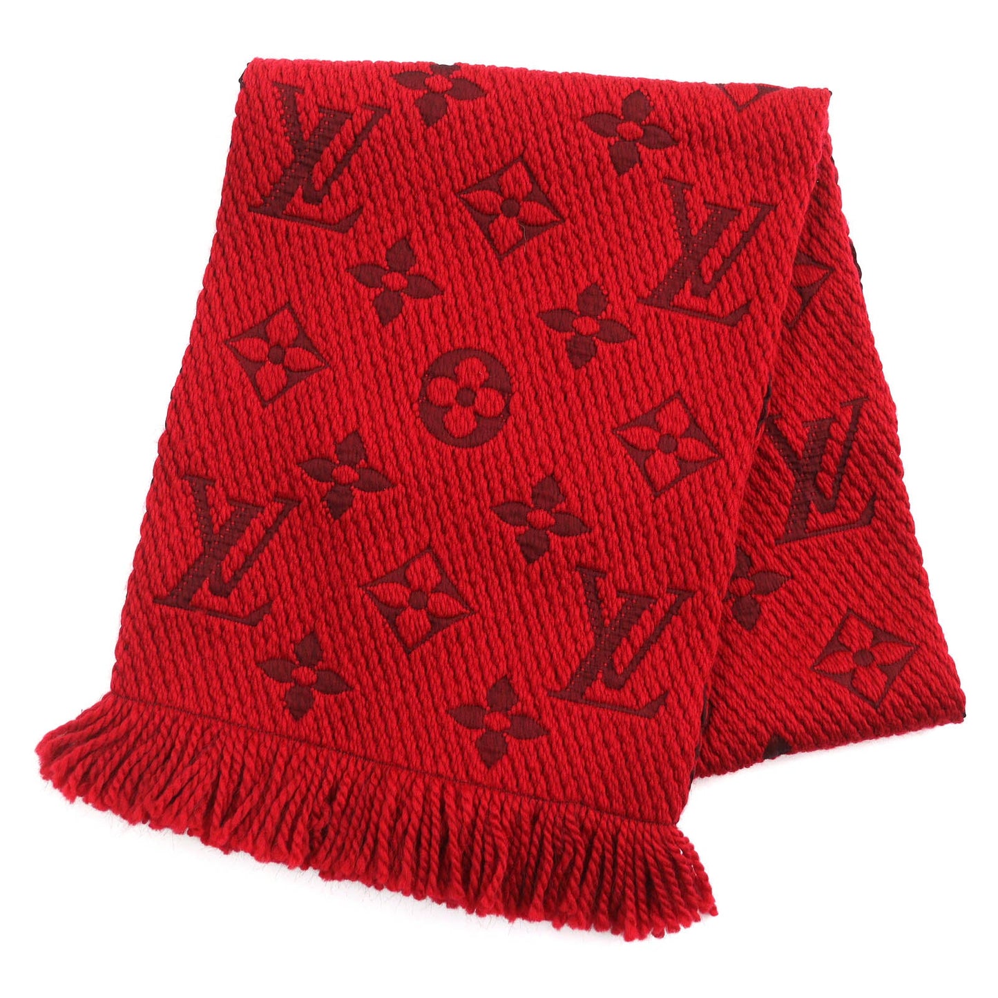LOUIS VUITTON Scarf 413287 Main: 94% wool, Main: 6% silk Ruby Escalp Logo Mania Women